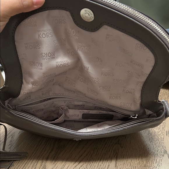 Michael Kors Gray Leather Shoulder Bag - Picture 6 of 10